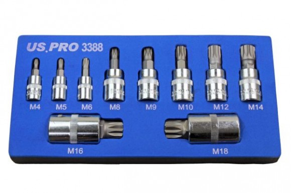 Spline / veeltand doppenset in foam inlay 10-delig